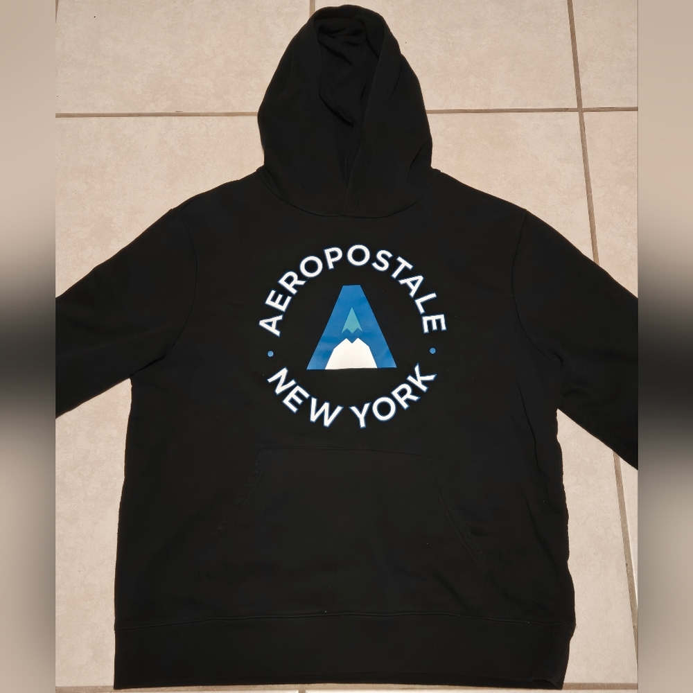 Aeropostale Women's Black Hoodie Long Sleeve Sweater Size XL Graphic Pullover